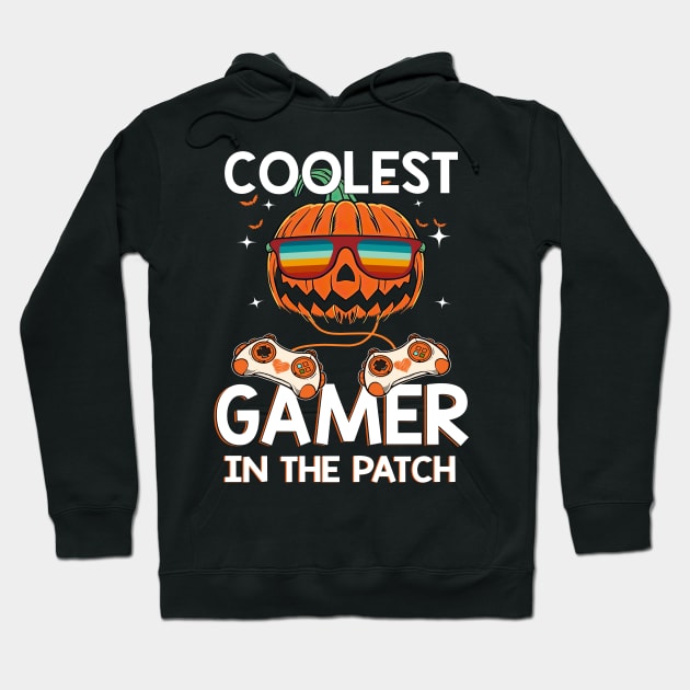 Kids Halloween Coolest Gamer In The Patch Boys Girls Pumpkin Shirt Hoodie by Krysta Clothing